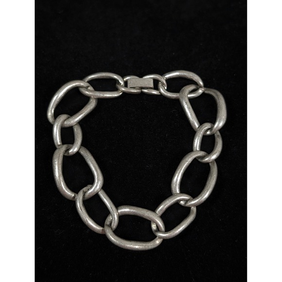 The Unbranded Brand Jewelry - Silver Tone Chain Link Bracelet Distressed Industrial Style 7 Inch